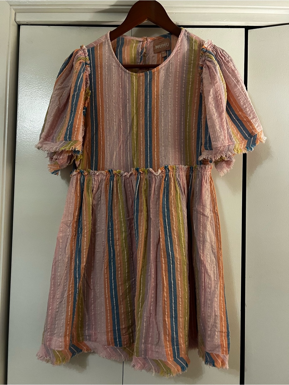 Kids Pink Multi-Stripe Cotton Dress